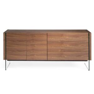 Aparador-rectangular-en-madera-de-nogal-y-patas-de-cristal