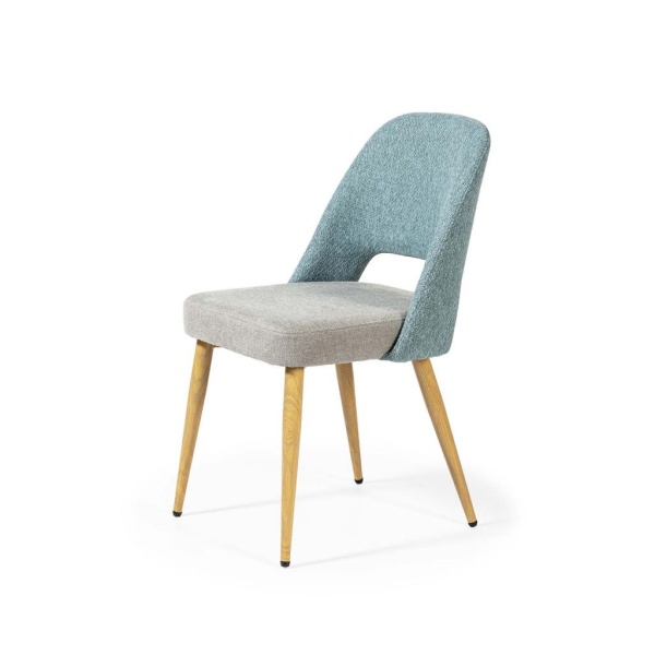 Silla Fan Turquesa Pata Roble
