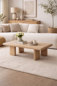 Sala moderna y acogedora con mesa de café