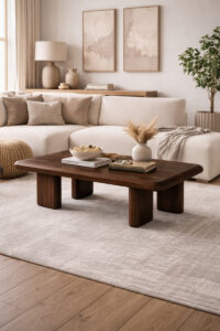 Salón moderno y acogedor con detalles neutros